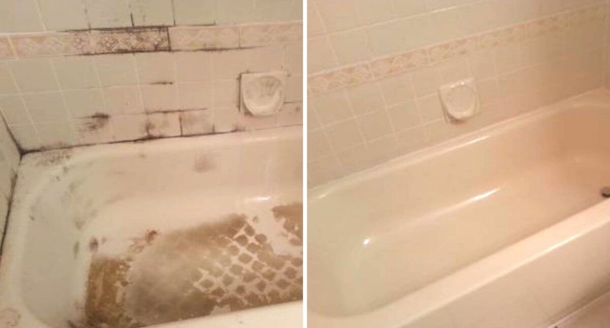 Before After Tile Tub- tips for cleaning tile grout