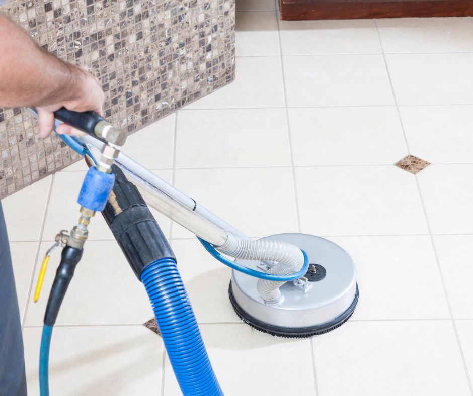 How to clean a tile floor with a machine- tile grout as well.