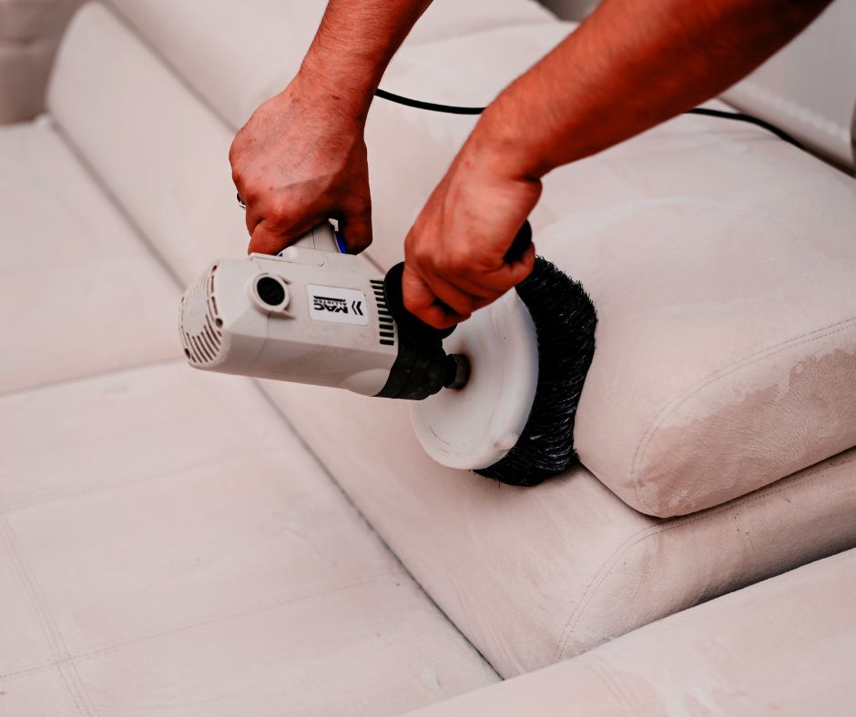 Upholstery Stain Removal Basics  deep cleaning with a power brush